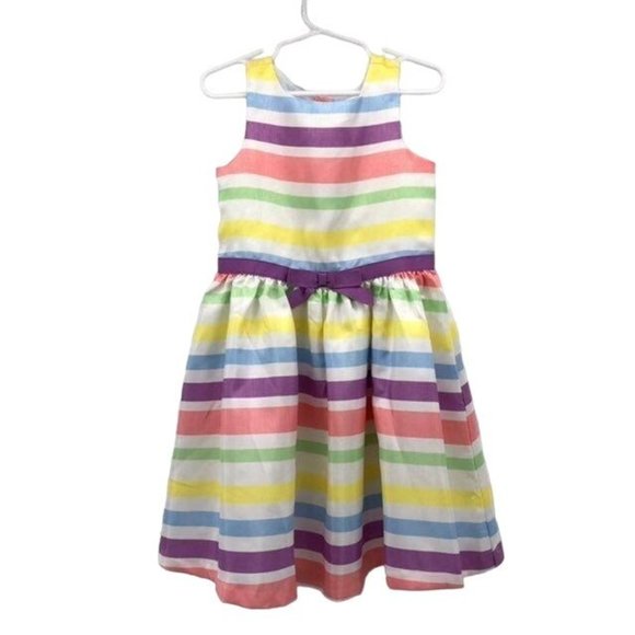 Gymboree Dress Girls 4 Used Striped Sleeveless Easter - Picture 1 of 9